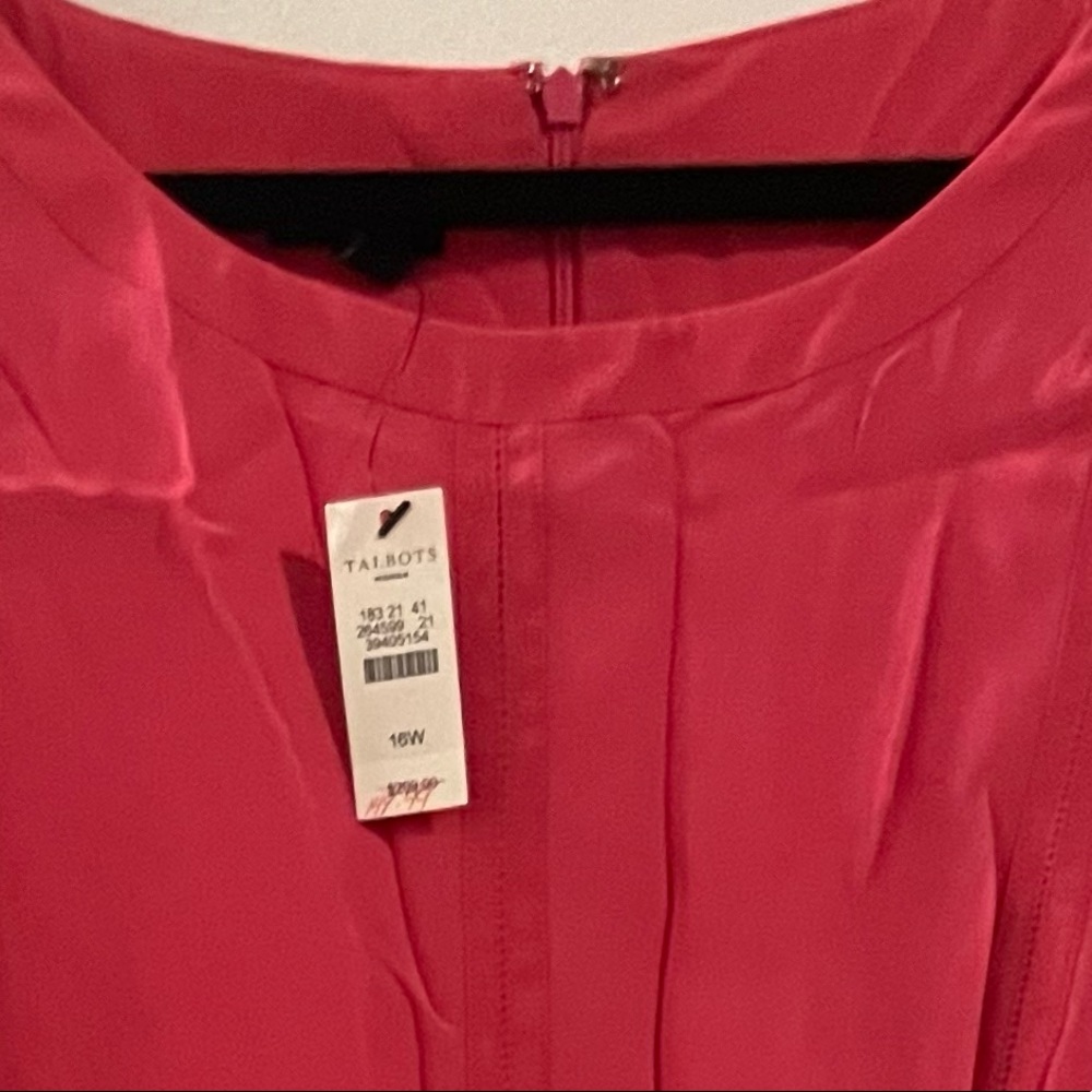TALBOTS Bright Pink Sleeveless 100% SILK Fit Flare Knee / Midi Length